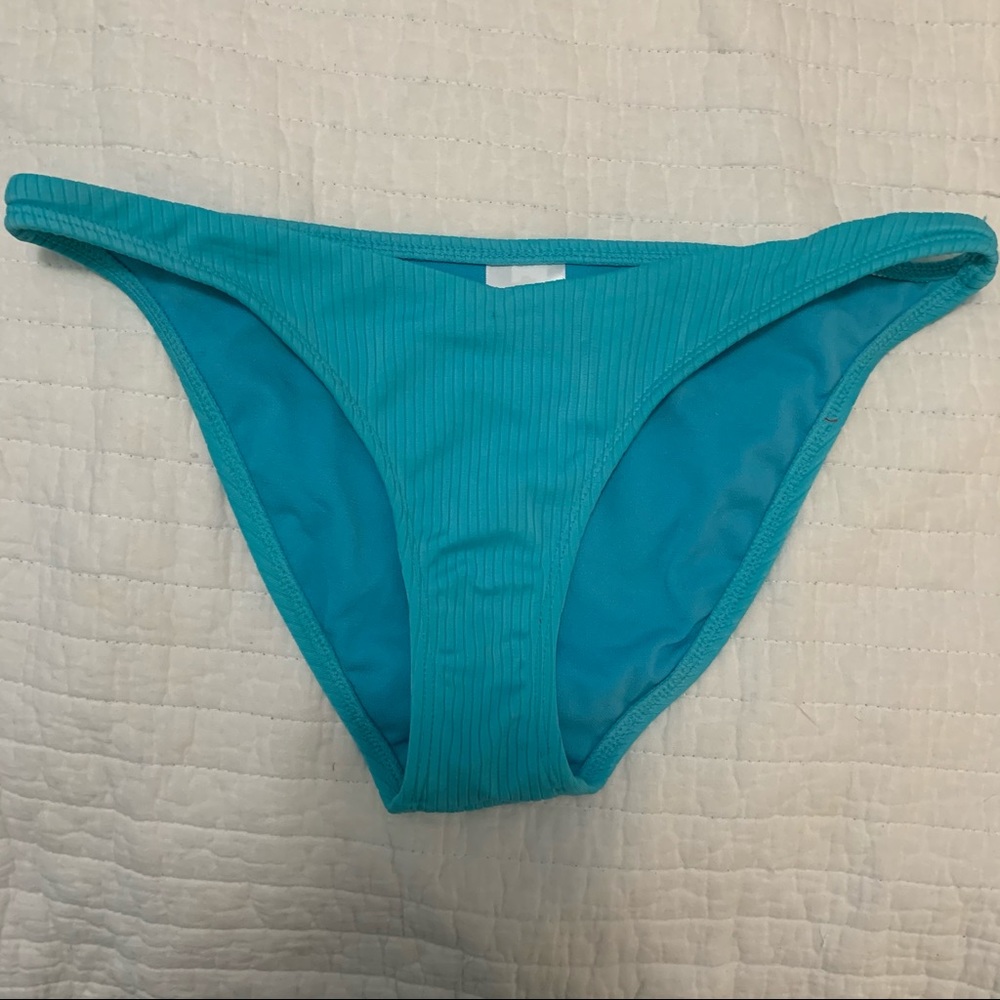 Blue ribbed bikini bottom